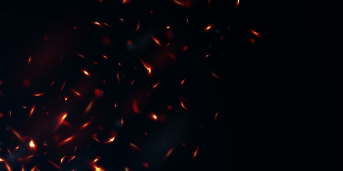 Fire sparks on black background vector