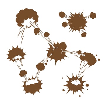 Comic book style explosions and impact silhouettes isolated on white background vector