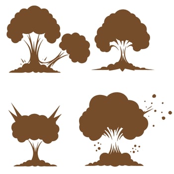 Diverse silhouette illustrations of trees in various styles and shapes vector