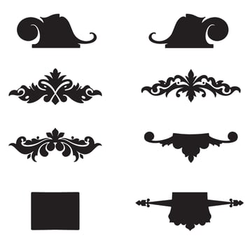 Collection of elegant black silhouette ornamental design elements for decorative projects vector
