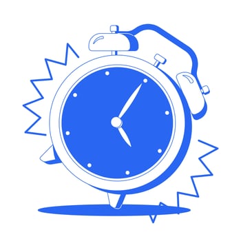 Ringing alarm clock line onboarding ui illustration. Time management. Urgency, reminder, scheduling. Hurry alarmclock. Wake up outline blue 2D concept isolated. Monochrome metaphor art vector