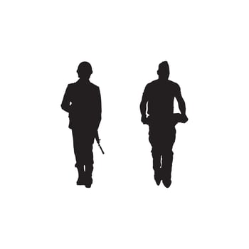 Extensive Silhouette Set of U.S. Military Soldiers in Combat and Training with Weapons Honoring Veterans on Independence Day, Memorial Day, and Patriotic Events A Tribute to Pride, Honor, vector