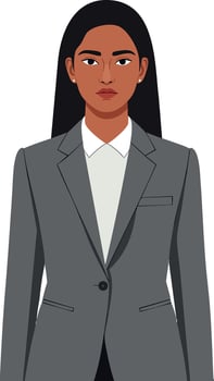 Professional businesswoman wearing gray suit and white shirt portrait illustration vector