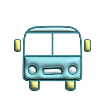 Cute 3D City Bus Transportation Icon for Town Travel png