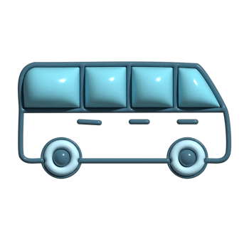 Minibus 3D Icon Fun and Friendly Cartoon Style Vehicle png