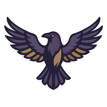 A raven with its wings spread out png