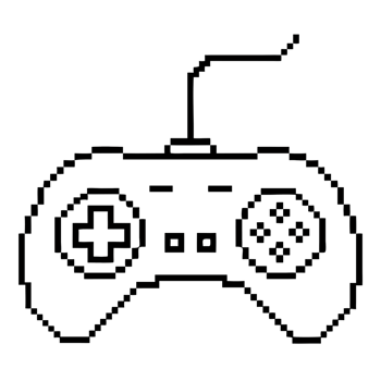 Classic gaming controller in pixel line art style with a transparent background png