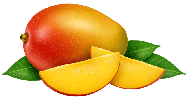 juicy mango with green leaves png