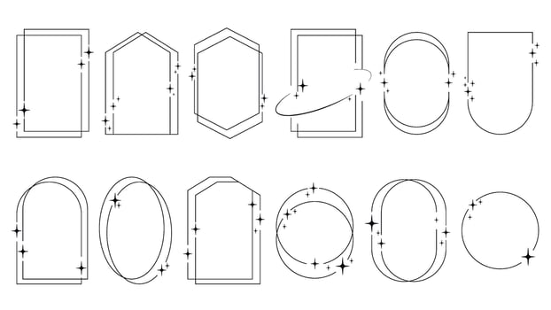 Set of trendy frames with stars vector