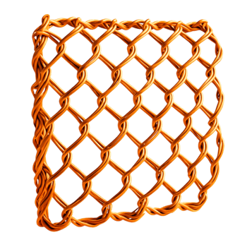 Intricate Orange Chain Link Fence Design with Unique Twisted Styling png