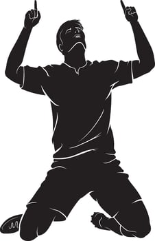 Soccer Win Kneeling Silhouette vector