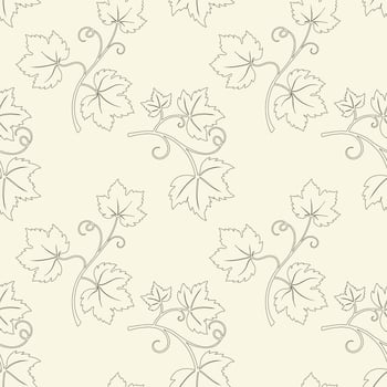 Openwork grapevine with leaves, contour drawing of thin lines of vine branch. Delicate pattern on creamy beige background. Winemaking. Packaging, wrapping, background, wallpaper. vector