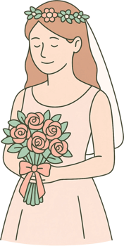 Bride with flowers clip art png