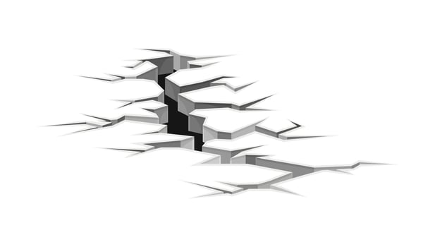 Surface crack. Black faults on ground, disaster or drought crevices illustration vector