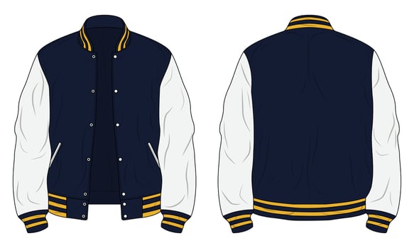 Varsity jacket mockup front and back view vector