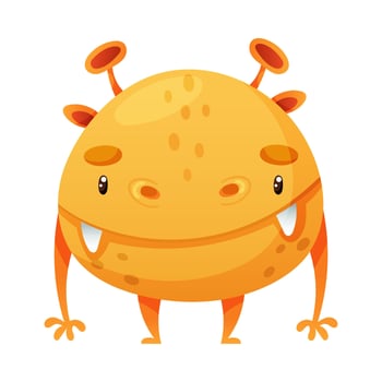 Cute cartoon monster baby character. Funny alien with friendly face illustration vector
