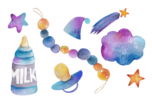 Baby born clipart. A watercolor baby shower bundle png