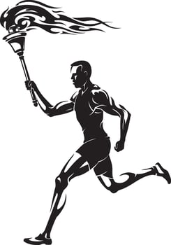 Torch Run, Athlete Running with Abstract Torch vector