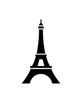 Silhouette of Eiffel Tower Famous French Landmark Icon Against White Background, Minimalist Design vector