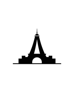 Stylized Black Eiffel Tower Silhouette Against White Background Illustration vector