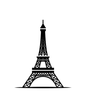 Simple Black Silhouette of Eiffel Tower on White Background for Design vector