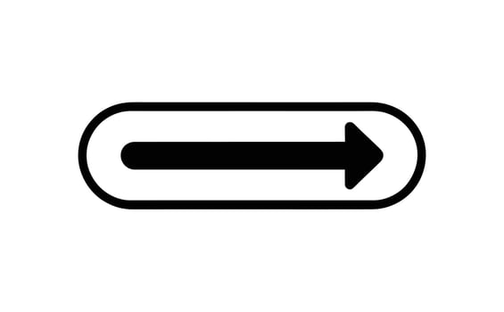 Isolated Black RightPointing Arrow Inside a Rounded Rectangle on a White Background vector