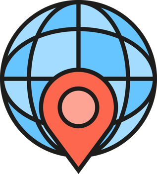 Globe and Map Pin Icon png