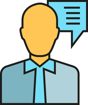 Businessman with Speech Bubble Icon png