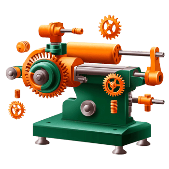 Colorful Mechanical Device with Gears and Rotating Parts for Industrial Concept png