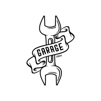 Wrench garage repair and ribbon vector