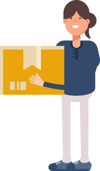 Girl in Blue Shirt Character Holding Box png