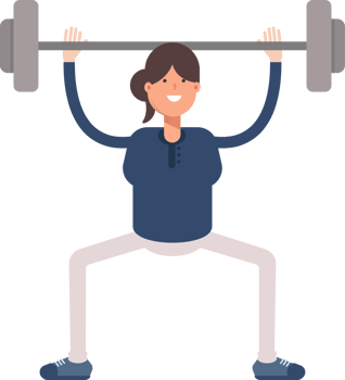 Girl in Blue Shirt Character Lifting Barbell png