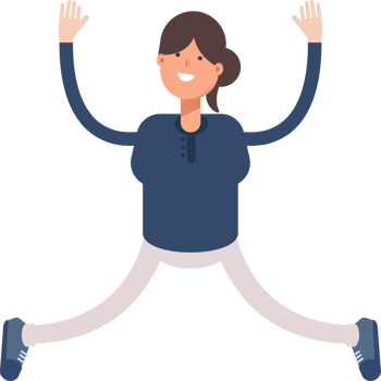 Girl in Blue Shirt Character Relaxing and Jumping Illustration png