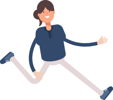 Girl in Blue Shirt Character Running Illustration png