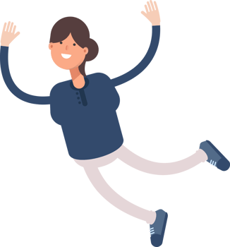 Girl in Blue Shirt Character Relaxing and Jumping png