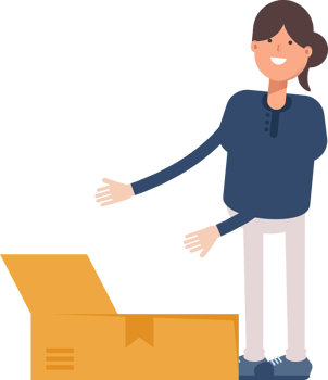 Girl in Blue Shirt Character Opening Box png