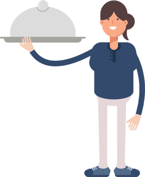 Girl in Blue Shirt Character Holding Food Dish png