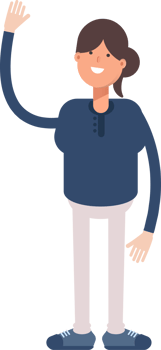 Girl in Blue Shirt Character Raising One Hand png