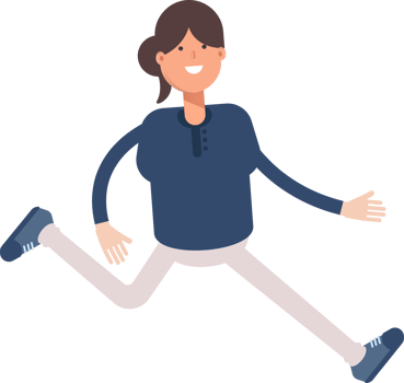 Girl in Blue Shirt Character Walking png