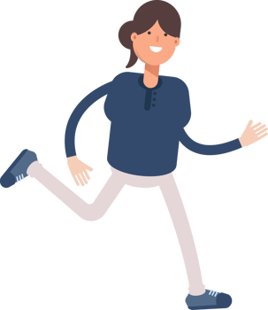 Girl in Blue Shirt Character Running png