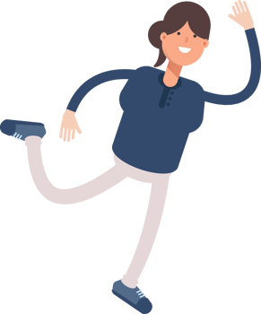 Girl in Blue Shirt Character Jumping and Flying png