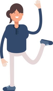 Girl in Blue Shirt Character Rising Hand Illustration png