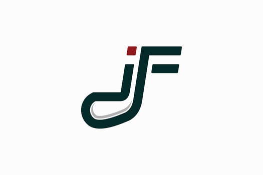 JF letter logo design with simple modern golf club symbol vector