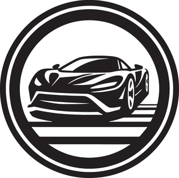 Black and white image of a sports car illustration with a background. . vector