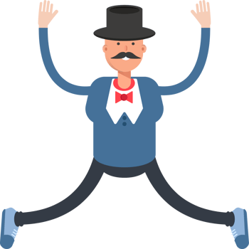 Gentleman in Top Hat Character Relaxing and Jumping Illustration png