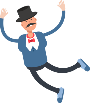 Gentleman in Top Hat Character Relaxing and Jumping png