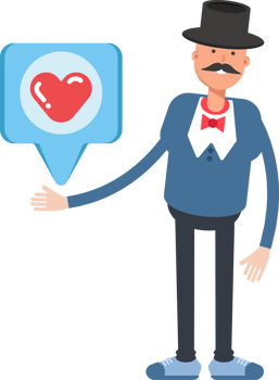Gentleman in Top Hat Character and Heart Message png