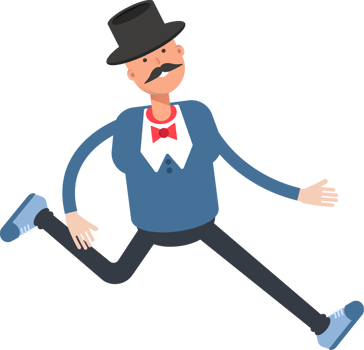 Gentleman in Top Hat Character Walking png