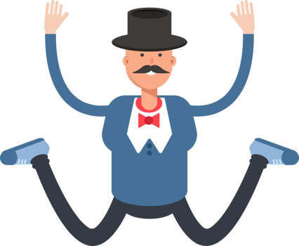 Gentleman in Top Hat Character Jumping png