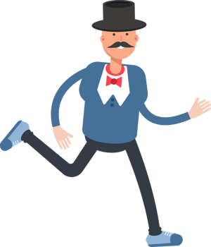 Gentleman in Top Hat Character Running png